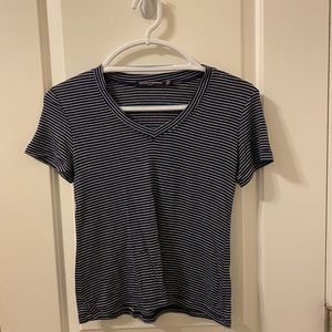 Navy & white striped short sleeve shirt